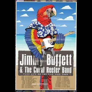 Jimmy Buffett 2022 full tour poster Jefferson Wood Parrot Head Rare